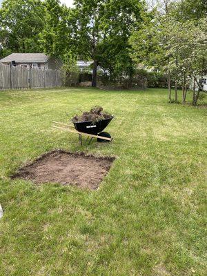 Preparing an area in a backyard for a fire pit