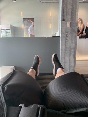 Hip compression.... it's like a giant black diaper that fills up with air and pushes on your muscles and joints. It felt amazing!