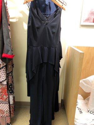 Black satin jumpsuit with side zip