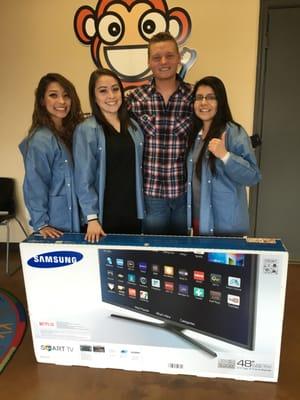 We have a TV to give away each month.  Ask this patient how easy it was to be entered into the raffle! (Sept 2015)