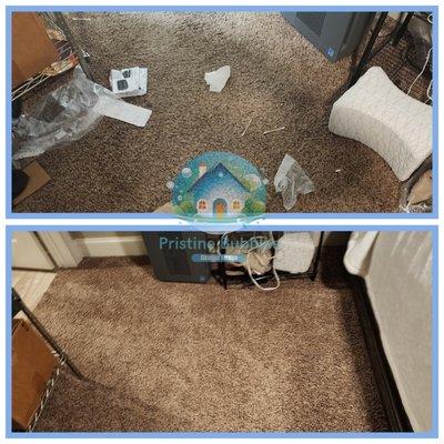 Dirty carpet, to beautiful carpet. During a Deep Clean in Spring Hill, Tennessee.