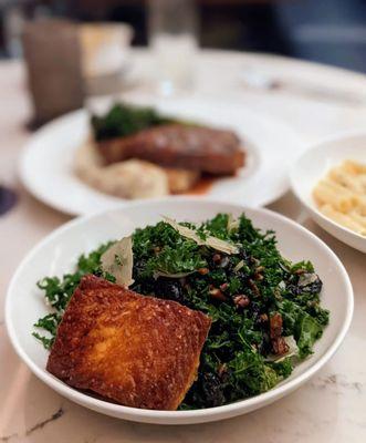 Shaved Kale Salad with salmon