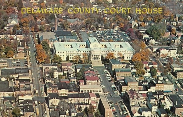 Aerial View of Delaware County Courthouse Media, PA Vintage Postcard