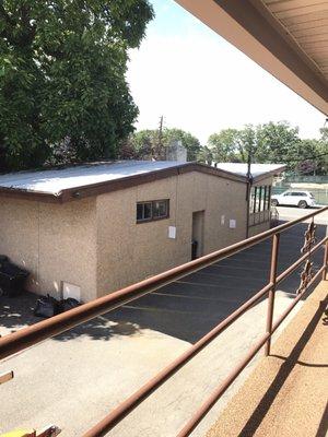 The "lobby." AKA a shack with bulletproof glass in front of the receptionist desk.