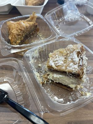 Baklava and baklava cheesecake after I enjoyed half of each