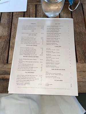 Wine list 8/27/21