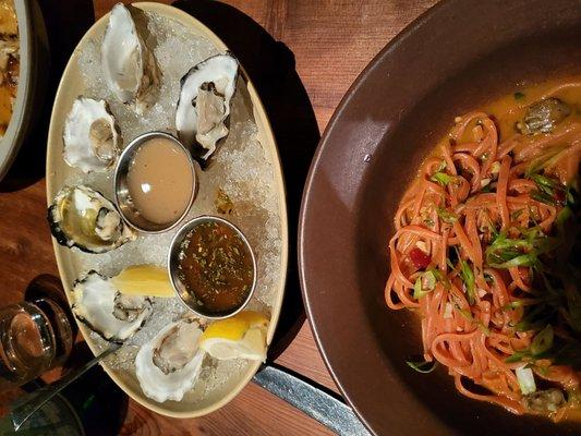 Oysters & Tomato Saffron Linguine