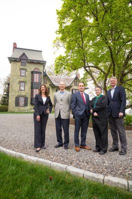 Arthur Hall Insurance Agency Principals Nicole Grebloskie, Glenn Burcham, Mark Sammarone, Karen Leary, Jim Denham.