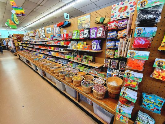 Candy aisle where you can find individually wrapped pieces of candy like a piece of Bazooka bubble gum for 15 cents.