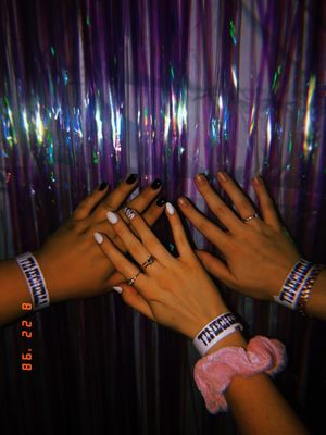 White nails with zebra print on accent nail (dip powder)