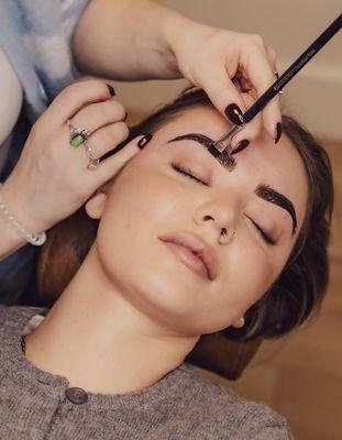 Brow tinting and styling