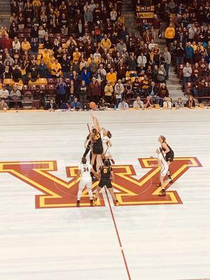 Women's basketball game tip-off