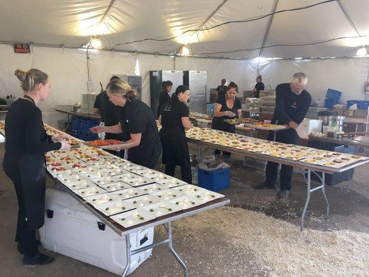 Staff preparing to serve event catering