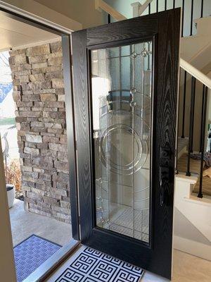 Beautiful fiberglass front door with gorgeous glass insert.  My customer loves their door!!