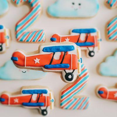 Airplane theme sugar cookies