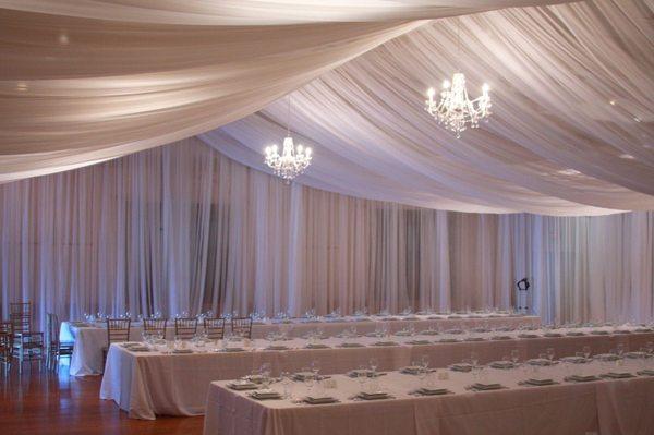 Chiffon Drapes for Events. Ceiling or side wall masking. Custom sizes can be done.