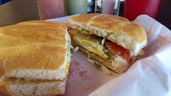 Meatless options are available. Delicious egg torta shown here!