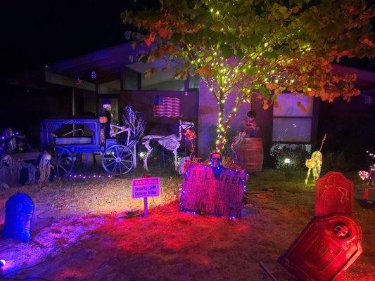 Halloween display on the corner of Mariposa Ave & Farmgate Way