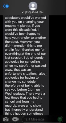 Melissa's text 3 months after ending her services pt. 2