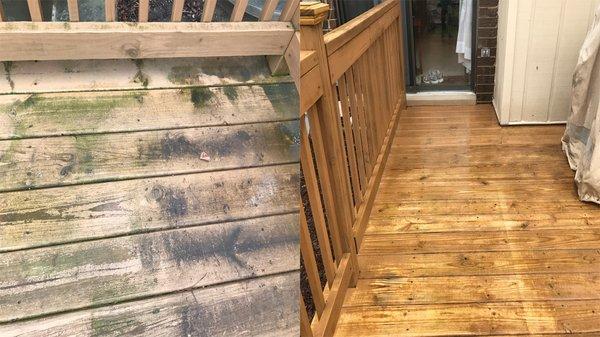 Wooden deck power washing