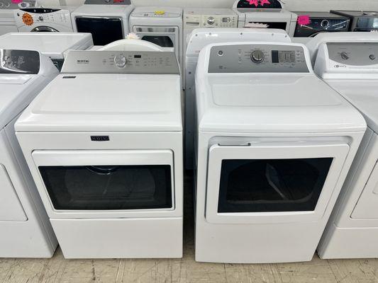 Dozens of gas and electric dryers for sale