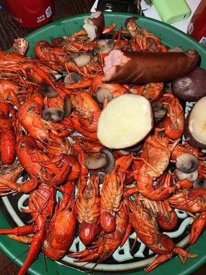 Crawfish (sausage, potatoes, and mushrooms that I cooked myself)