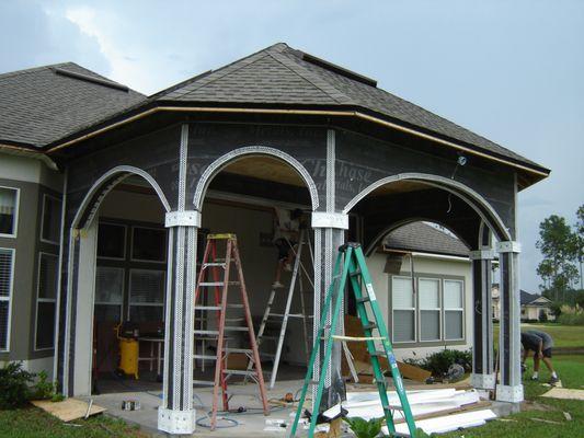 St Johns County Fl Screen Room Addition 32259 During Stucco