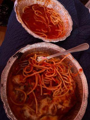 Chicken Parmigiana with Spaghetti