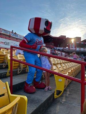 Y 'all mascot.   He's a water tower due to the local landmark nearby .  Well.... Something different ......