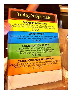 DailySpecials.Mac's Restaurant (S Cumberland Ave/W Higgins Rd)Park Ridge IL Small Busy Breakfast & Lunch Place.Simple Great Food!Cash Only!