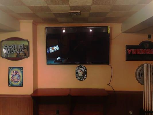 60" Samsung plasma mounted in the downstairs bar area of the Fusion Bar & Grille.