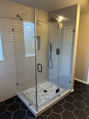 Bathroom remodeling , tile walls & walk-in shower.