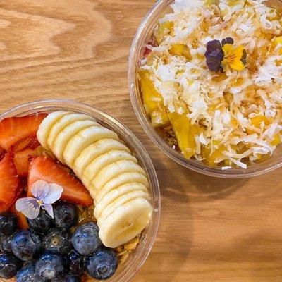 Basic Acai bowl $8.02 and Tropical Breeze Pitaya bowl $8.02