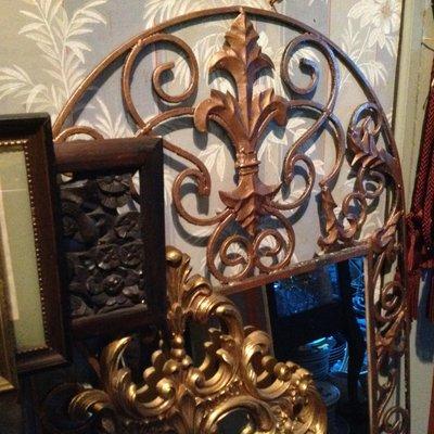 Eclectic selection of antique mirrors large and small....