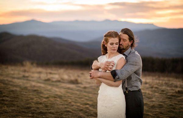 Couple, snuggling, wedding, mountains, Asheville