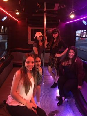 Taliahs 17th B-day with friends  riding on South Bay Party Bus