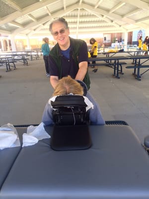 Providing Chair Massages to walkers at a recent fundraiser in Canton, MA!