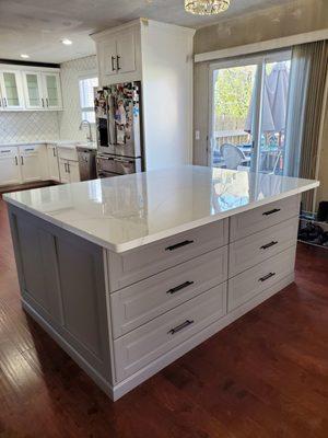 Custom built island with opoxy countertop