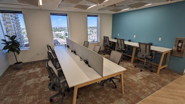 Coworking Flex Desks, available for the hour or the day.