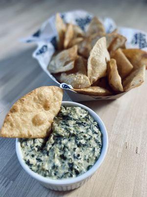 Spinach dip and housemade chips