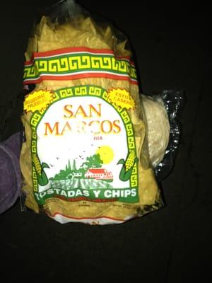 The best chips & tortillas (even though you can't really see the tortillas). Together, $3!