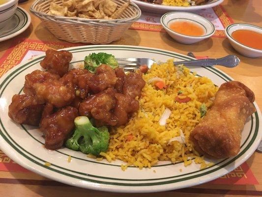 General Tso's chicken with pork fried rice