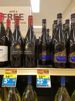 25 cents offper gallon of gas at Shell with purchase of Bell'agio red wine ($12)