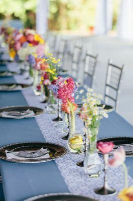 Brunch reception with simple flowers at Venue 92