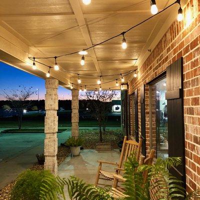 String lights and rockin' chairs have a special feeling after a good meal!