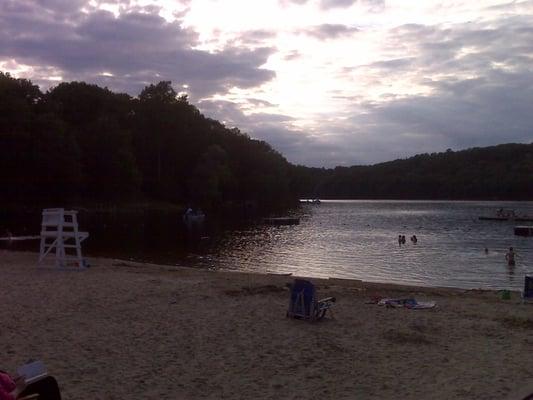 Twillight view of the lake from beach 1.