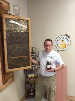 Danny and his indoor educational bee hive