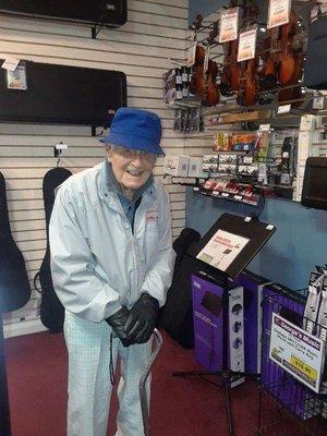 Our client Max out for a visit with his caregiver to the music store