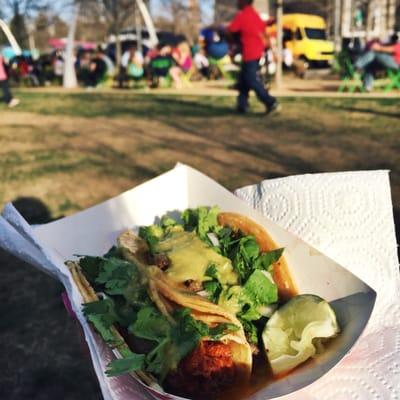 Beef fajita & al pastor on corn tortilla!