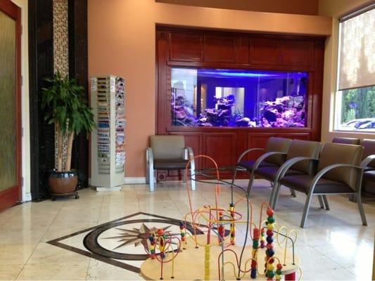 Interior of lobby featuring aquarium